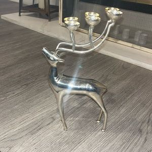 Vintage Williams Sonoma silver reindeer candle holder